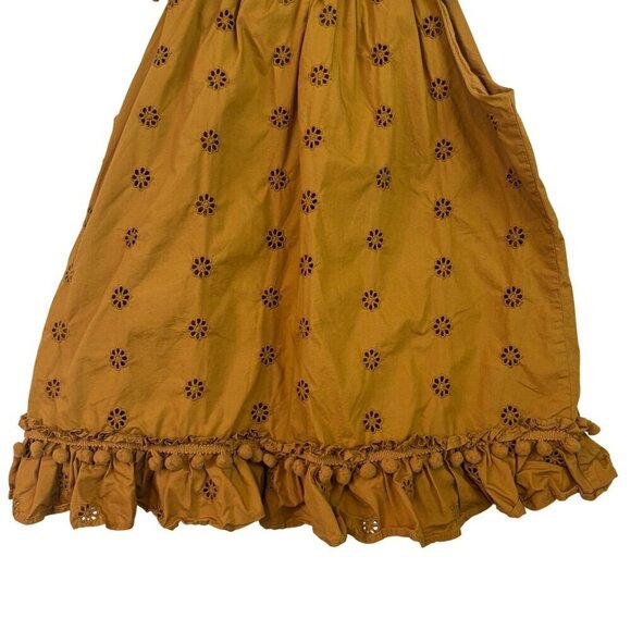 J.Crew Eyelet Pom-Pom flutter sleeve Poplin Cotton Golden Yellow Top Size S - Picture 7 of 12